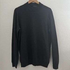 Pronto Uomo Extra Fine Merino‎ Wool Mock Neck Sweater Mens L Dark Gray Preppy
